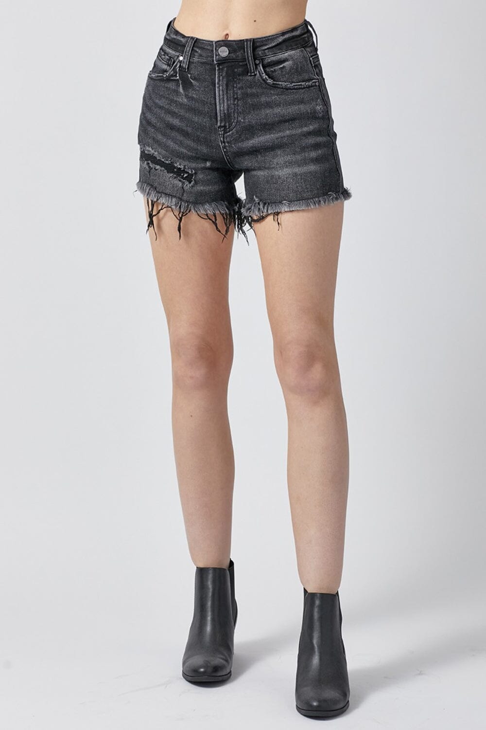 RISEN Raw Hem Denim Shorts with Pockets - Sydney So Sweet