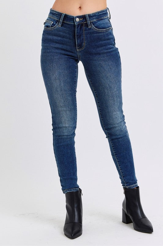 Judy Blue Full Size Mid-Rise Waist Skinny Jeans with Pockets - Sydney So Sweet