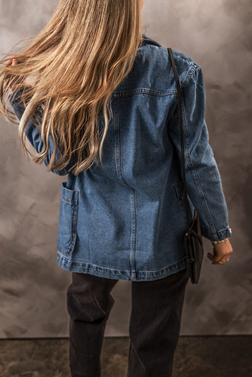 Pocketed Long Sleeve Denim Jacket - Sydney So Sweet