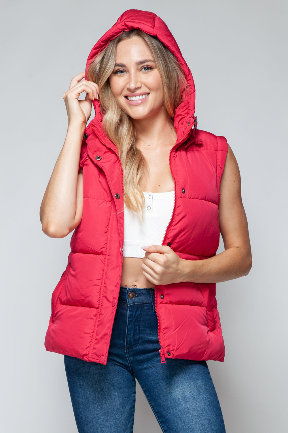 Snobbish Snap and Zip Closure Hooded Vest - Sydney So Sweet