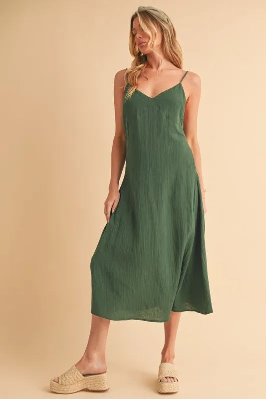 Aemi+Co Side Button Midi Cami Dress - Sydney So Sweet
