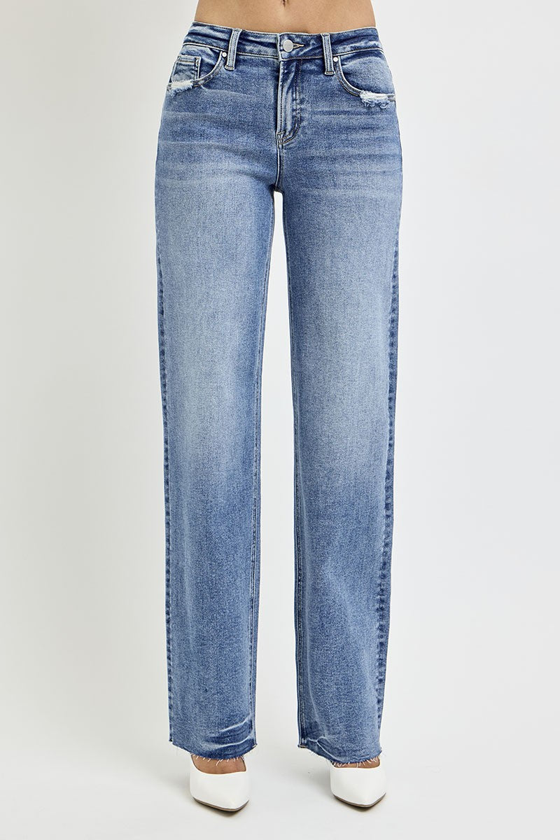 RISEN Full Size High Rise Straight Leg Jeans with Pockets - Sydney So Sweet