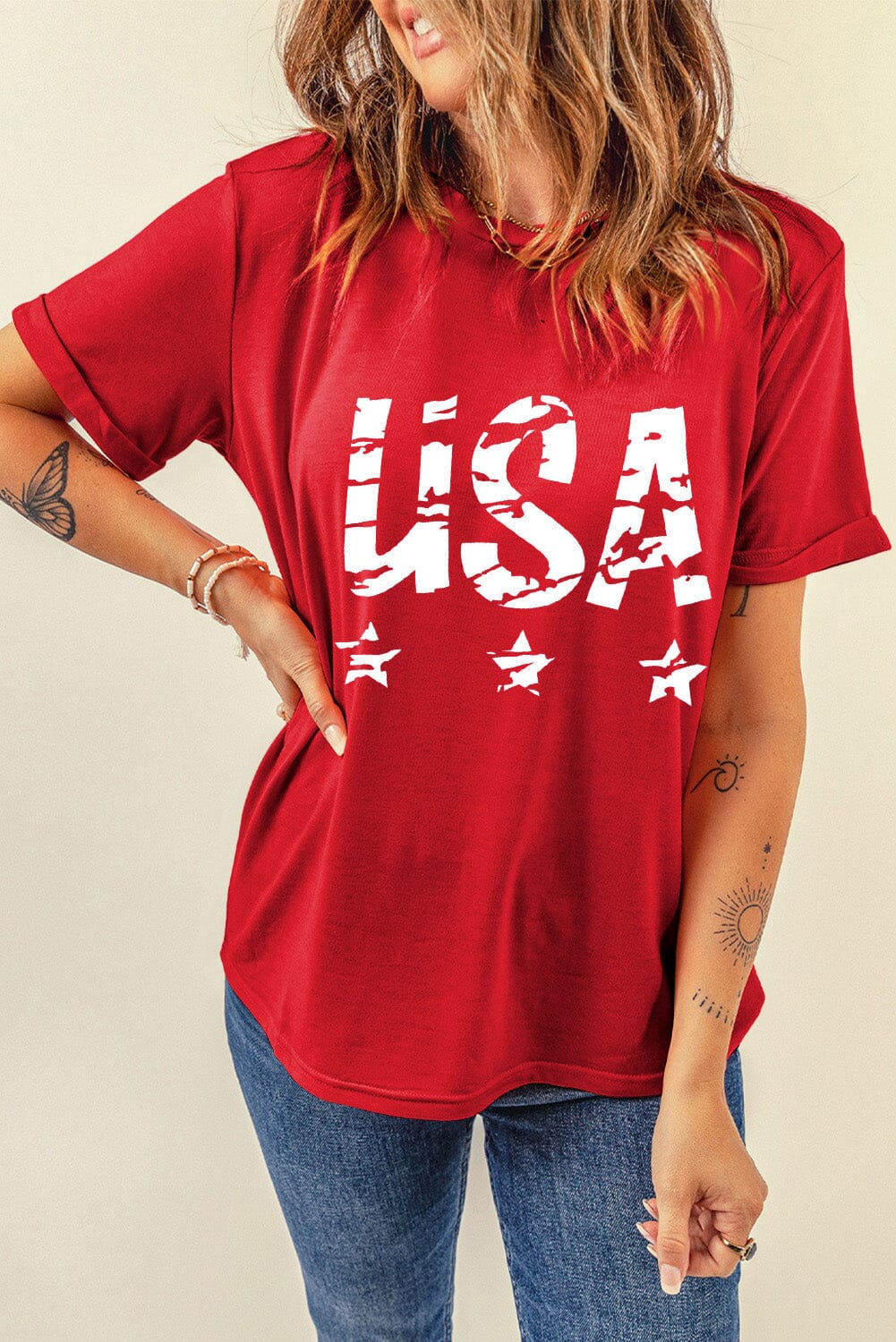 USA Round Neck Short Sleeve T-Shirt - Sydney So Sweet