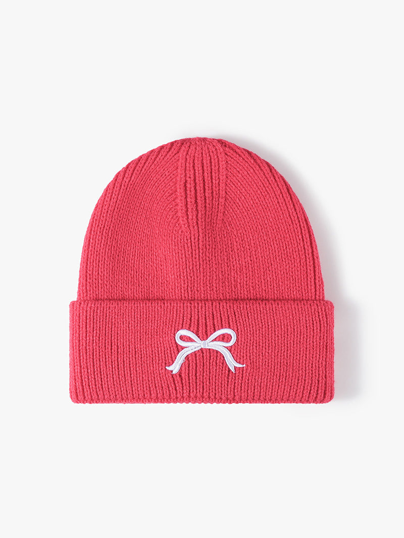 Embroidered Bow Knit Beanie Hat - Sydney So Sweet