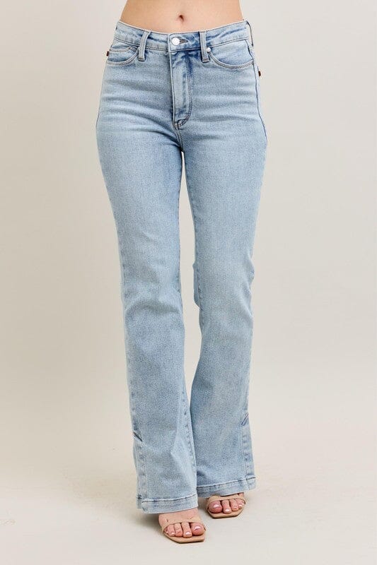 Judy Blue Full Size Tummy Control Vintage Wash Side Slit Slim Boot Jeans Plus Size - Sydney So Sweet