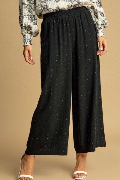 Umgee Full Size High Waisted Embellished Linen Pants Plus Size - Sydney So Sweet