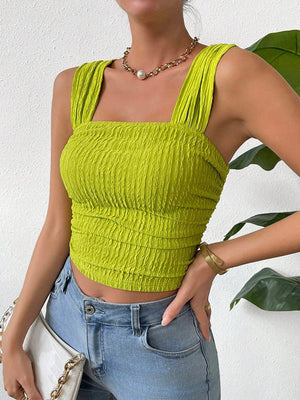 Textured Square Neck Wide Strap Tank - Sydney So Sweet