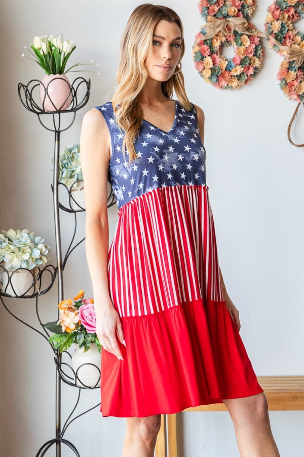 US Flag Theme Contrast Tank Dress - Sydney So Sweet