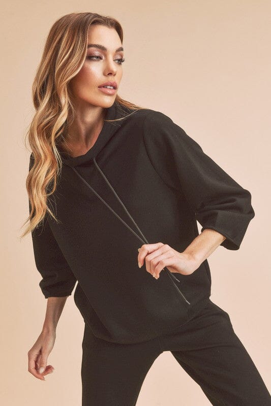 Aemi + Co Lightweight Drawstring Mock Neck Sweatshirt - Sydney So Sweet