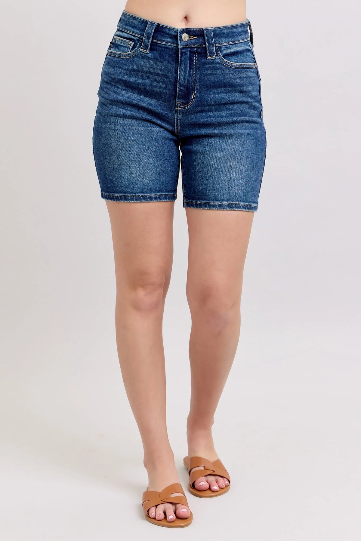 Judy Blue Full Size High Waist Bermudas Jeans W/ Back Flap Pockets Plus Size - Sydney So Sweet