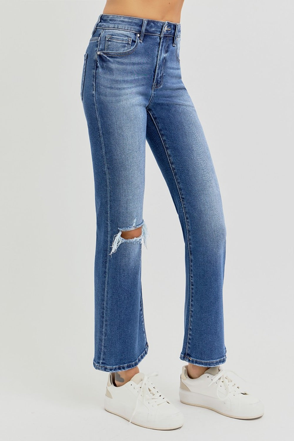 RISEN Full Size Distressed High Rise Crop Flare Jeans - Sydney So Sweet