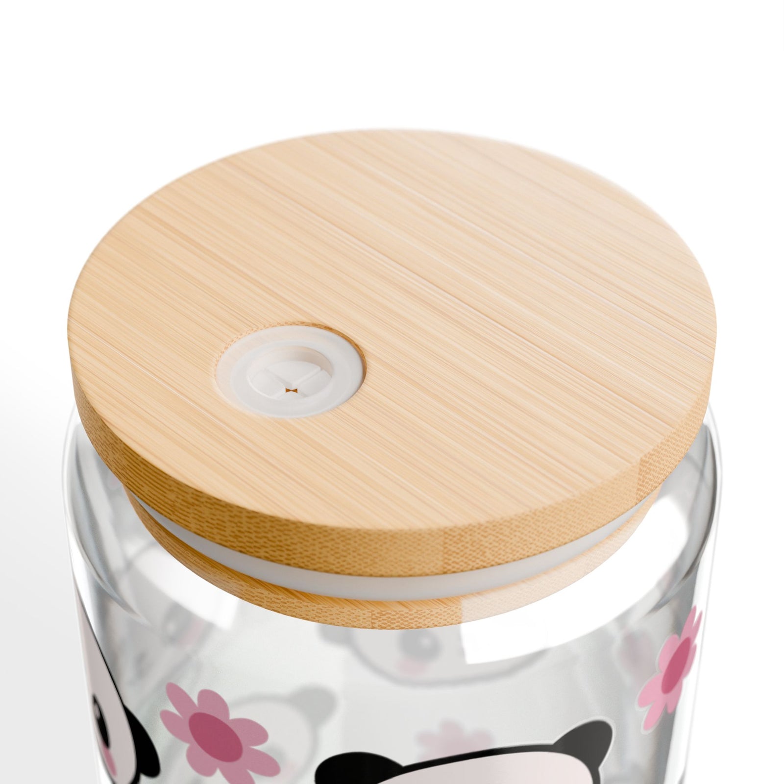 Panda Blossom Tumbler Sipper Glass 16oz — Reusable Drink Jar with Lid & Straw - Sydney So Sweet