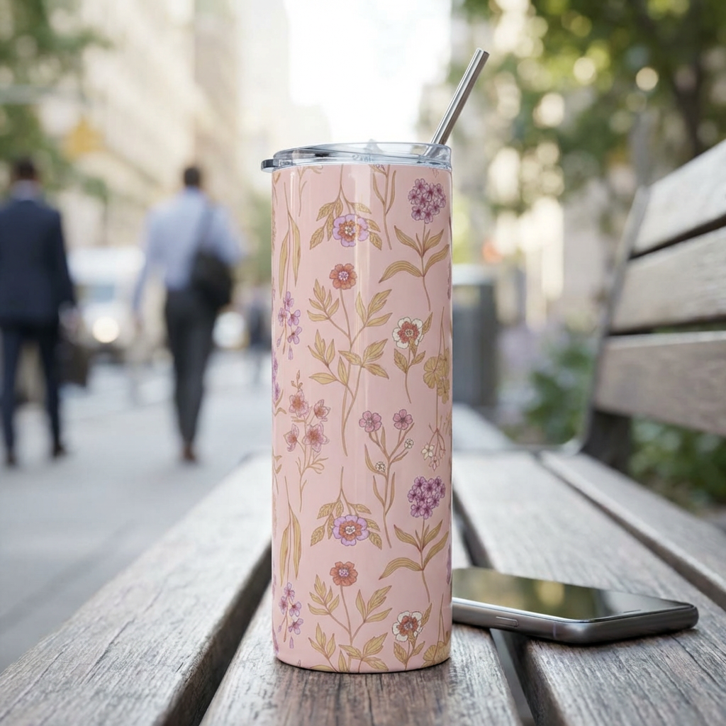 Pretty Pink Wildflower 20oz Floral Stainless Steel Tumbler Insulated Travel Cup