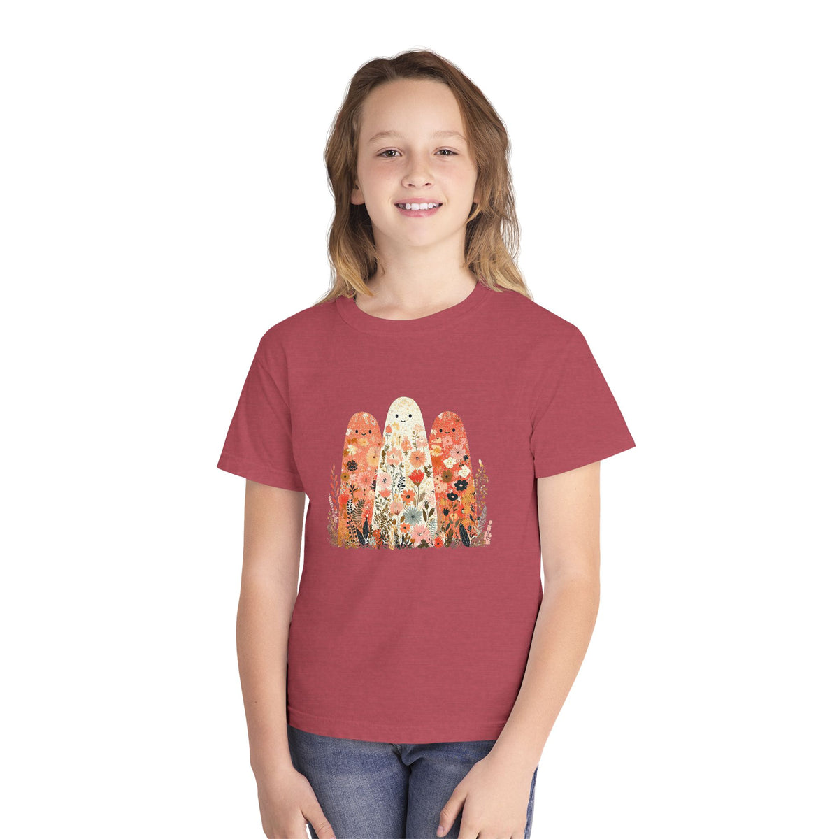 Floral Ghosts T-Shirt Cute Autumn Floral Ghosts Kids Graphic Tee