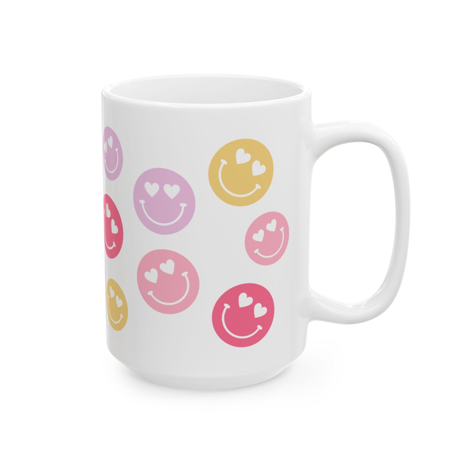 Heart Eyes Smiley Face — Cute Pastel Coffee Cup (11oz, 15oz)