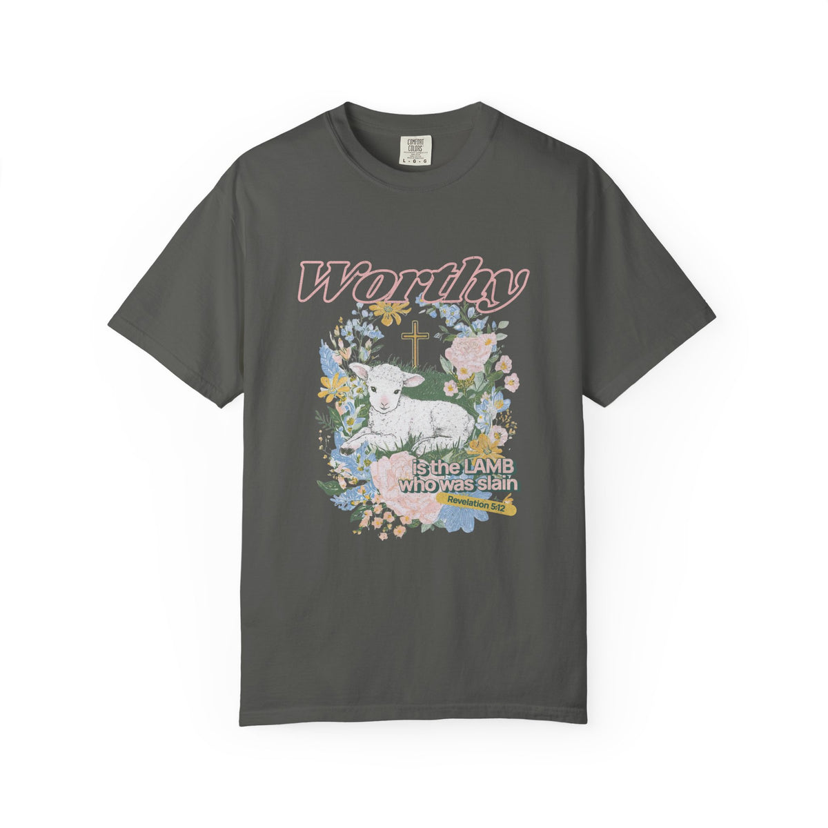 Worthy is the Lamb Who Was Slain Floral Easter Graphic Distressed T-Shirt Christian Tee