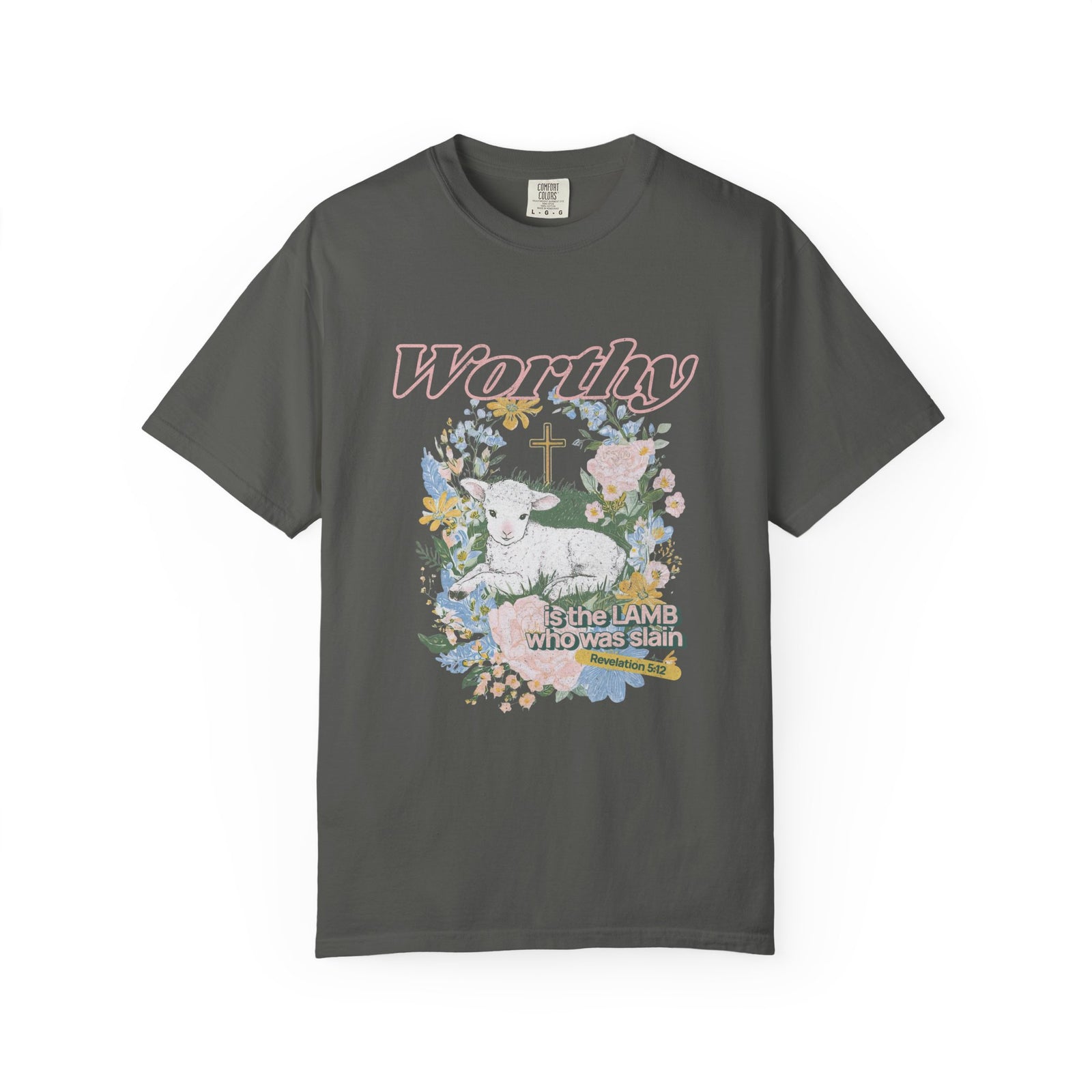 Worthy is the Lamb Who Was Slain Floral Easter Graphic Distressed T-Shirt Christian Tee