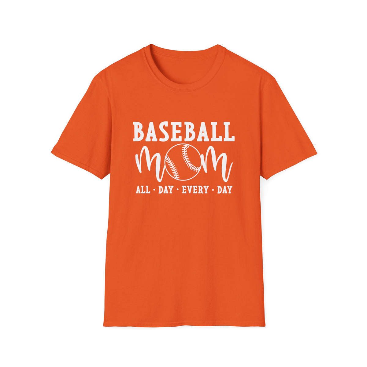 Baseball Mom All Day Graphic T-Shirt Cute Sports Mom Tee (12 Team Colors)