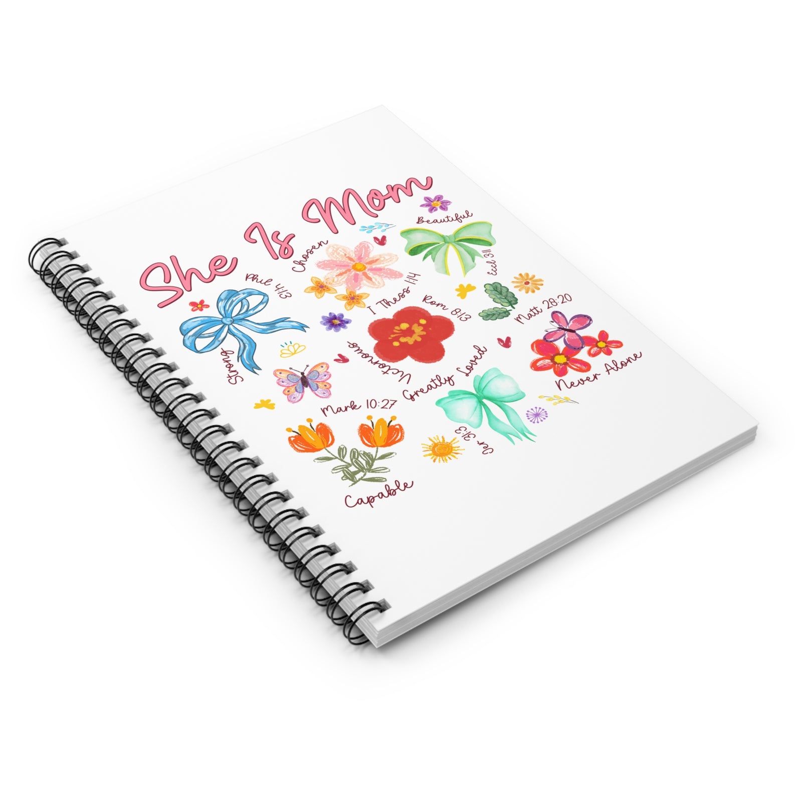 She Is Mom Floral Spiral Ruled Notebook Inspirational Christian Mom Journal