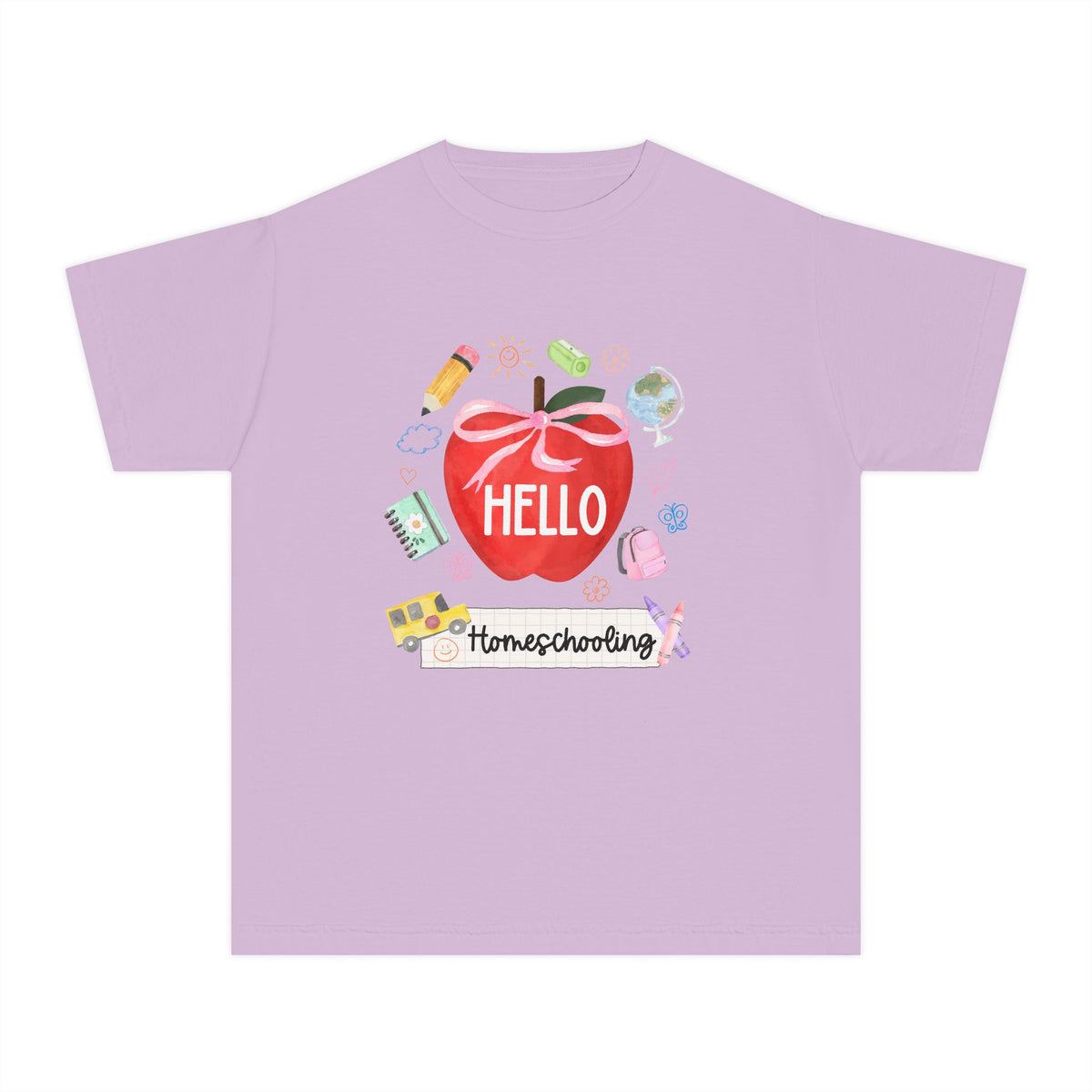 Hello Homeschooling Preppy Coquette Apple Graphic Tee Back to School Homeschool Grade T-Shirt
