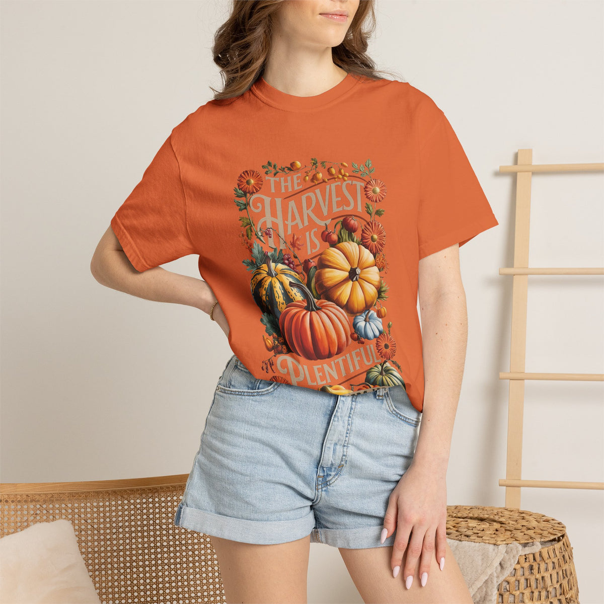 The Harvest is Plentiful T-Shirt Fall Pumpkin Harvest Christian Tee
