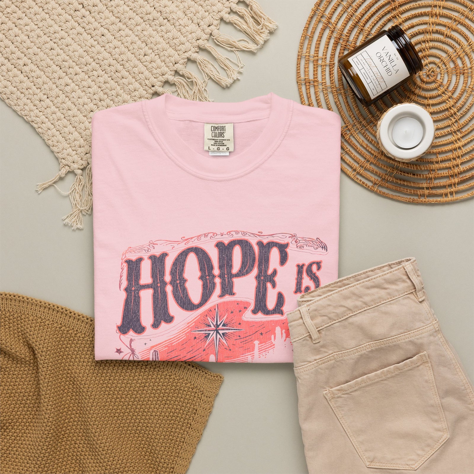Hope is Born Christmas T-Shirt Christian Distressed Western Graphic Tee
