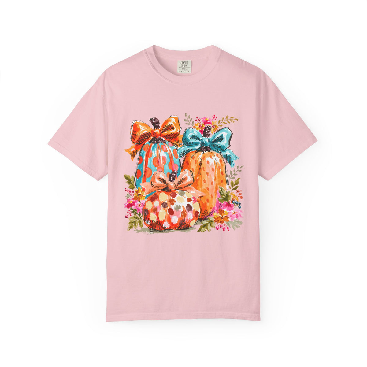Floral Preppy Coquette Fall Pumpkin T-Shirt Cute Watercolor Graphic Tee