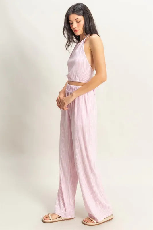 HYFVE Striped Halter Neck Top and Pants Set - Sydney So Sweet