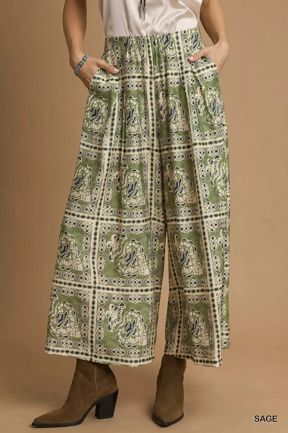 Umgee Bohemian Print Pants with Pockets - Sydney So Sweet