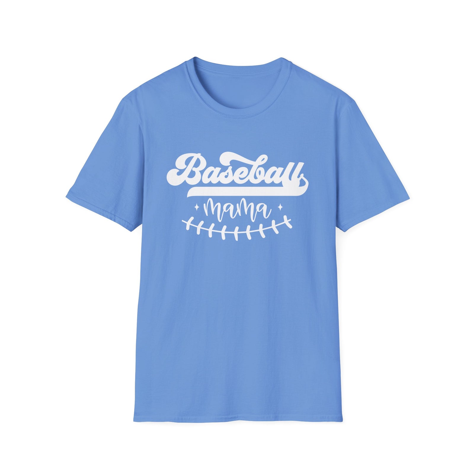Baseball Mama Stitch Graphic T-Shirt Cute Sports Mom Tee (12 Team Colors)
