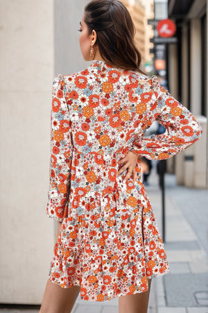 Floral Balloon Sleeve Mini Dress - Sydney So Sweet