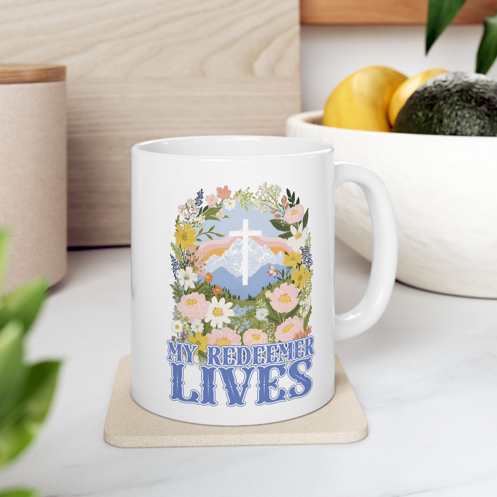 My Redeemer Lives Easter Christian Ceramic Mug Coffee Cup (11oz & 15oz)