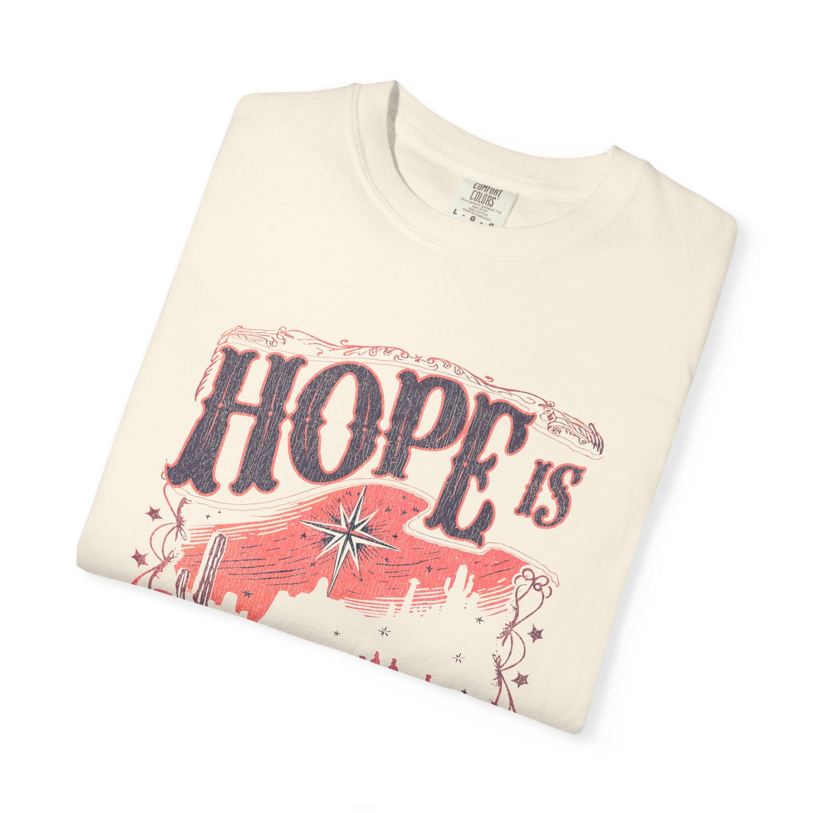 Hope is Born Christmas T-Shirt Christian Distressed Western Graphic Tee