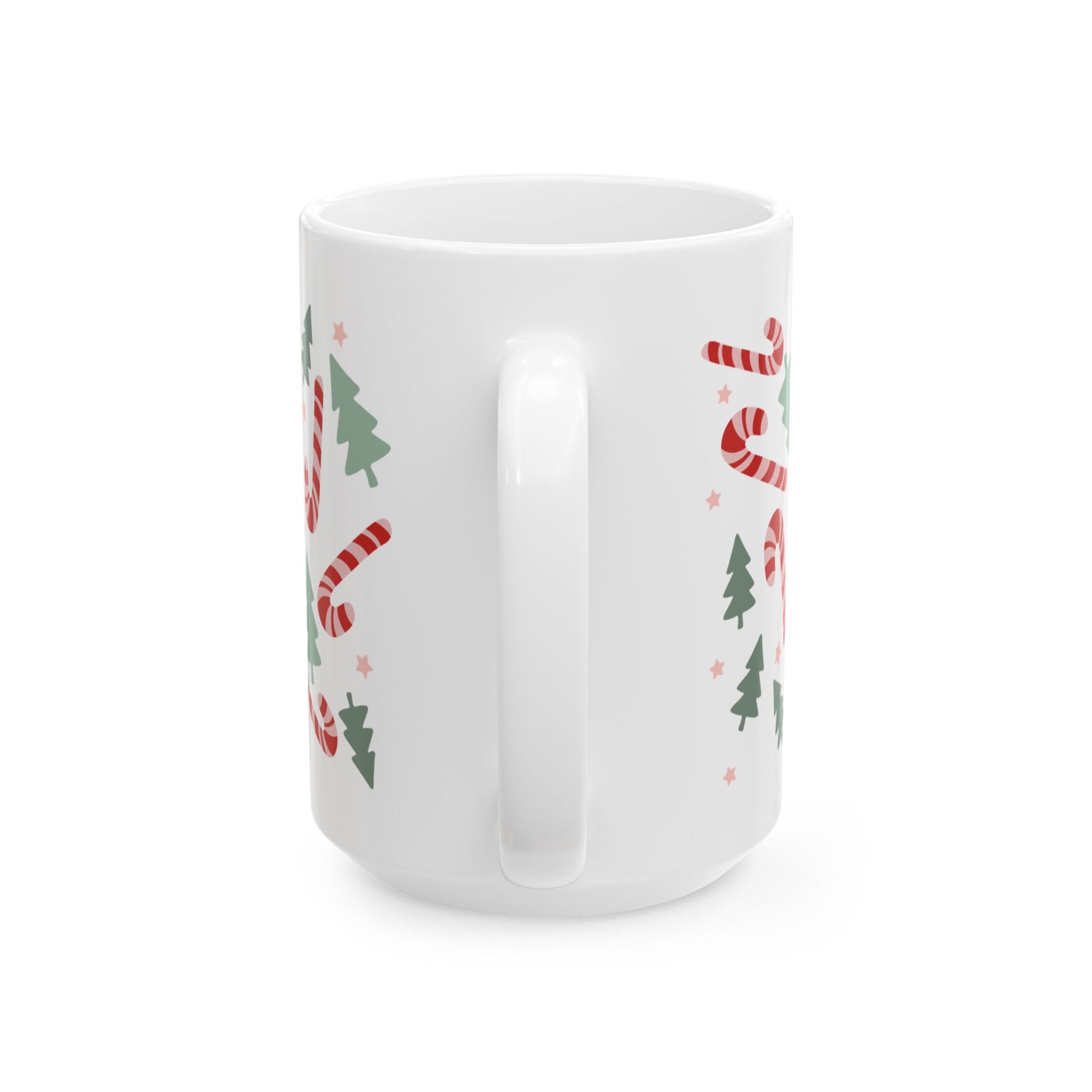 Candy Canes & Christmas Trees Ceramic Mug Coffee Cup (11oz & 15oz)