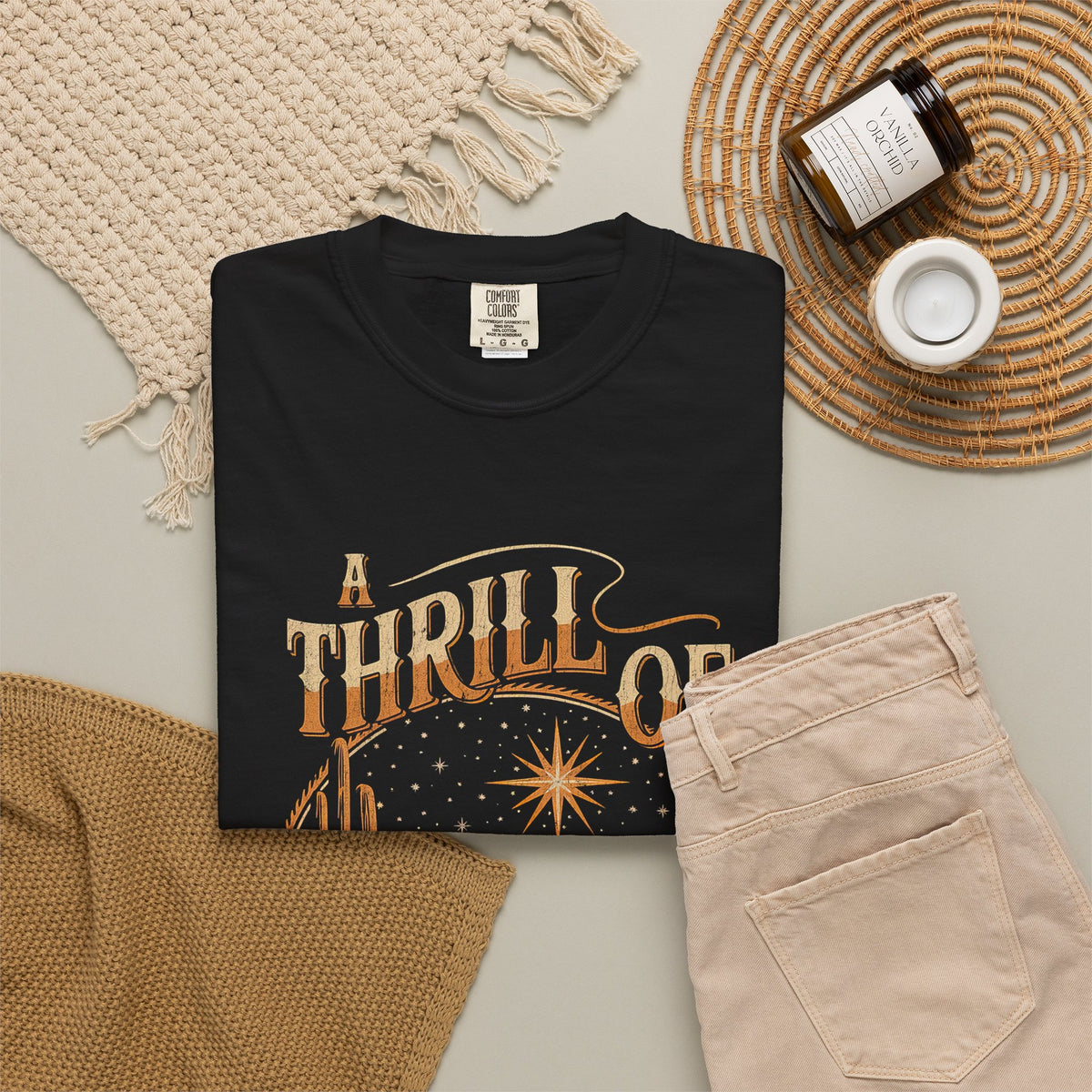 A Thrill of Hope Christmas Eve Distressed T-Shirt Christian Graphic Tee