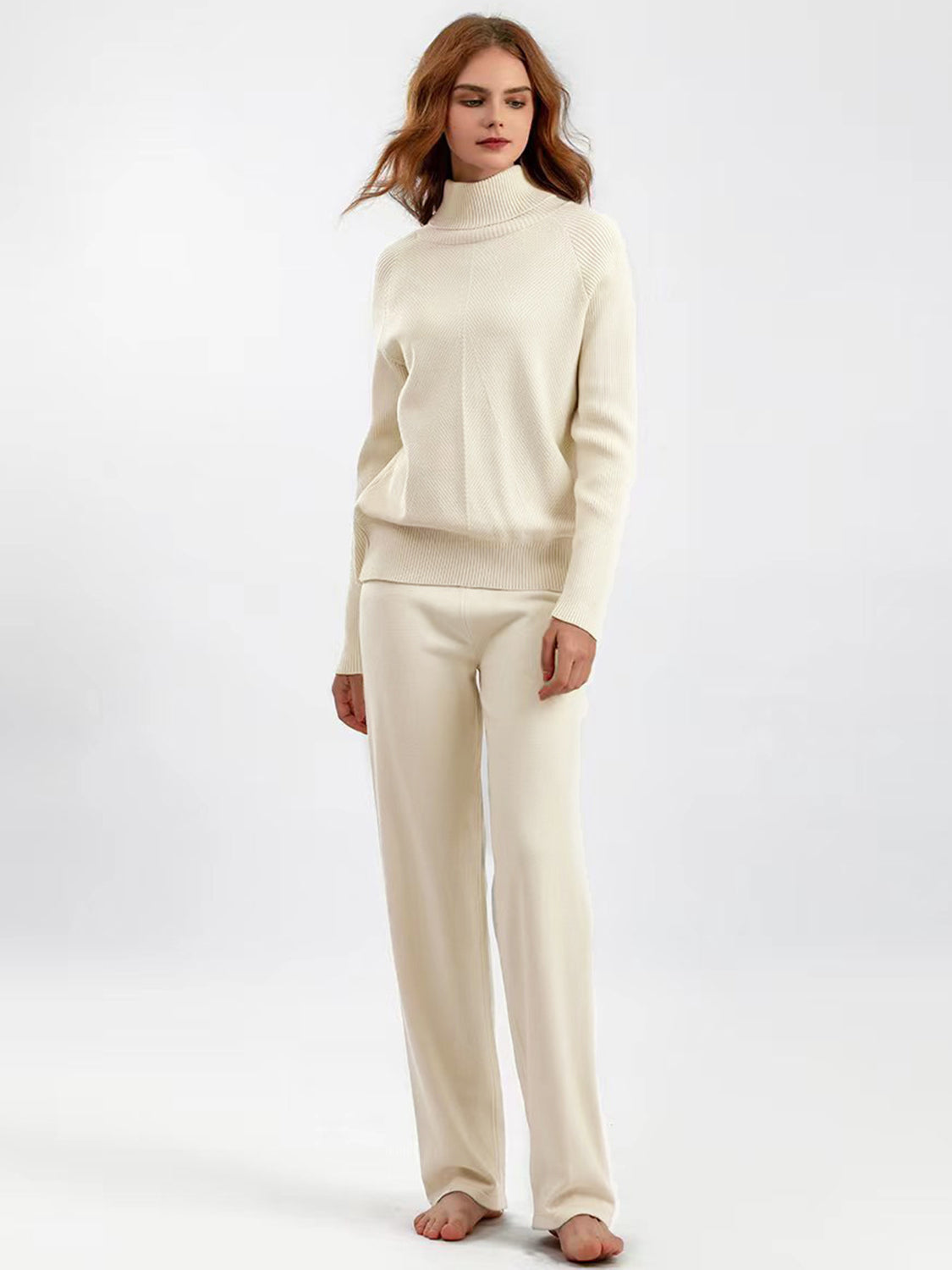 Basic Bae Turtleneck Raglan Sleeve Top and Pants Sweater Set - Sydney So Sweet