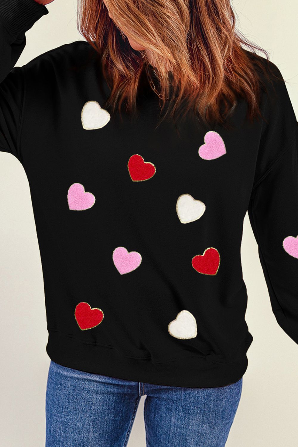 Valentine's Day Contrast Heart Long Sleeve Sweatshirt - Sydney So Sweet