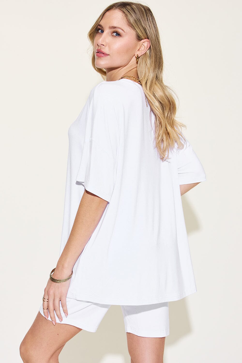 Basic Bae Full Size V-Neck Drop Shoulder T-Shirt and Shorts Set - Sydney So Sweet