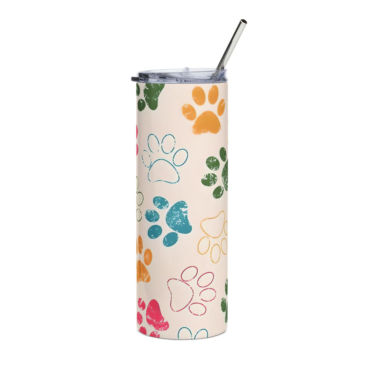 Paw Print Watercolor 20oz Stainless Tumbler Insulated Travel Cup - Sydney So Sweet