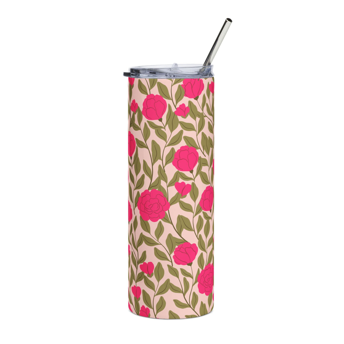 Hot Pink Peony 20oz Stainless Steel Tumbler Insulated Travel Cup