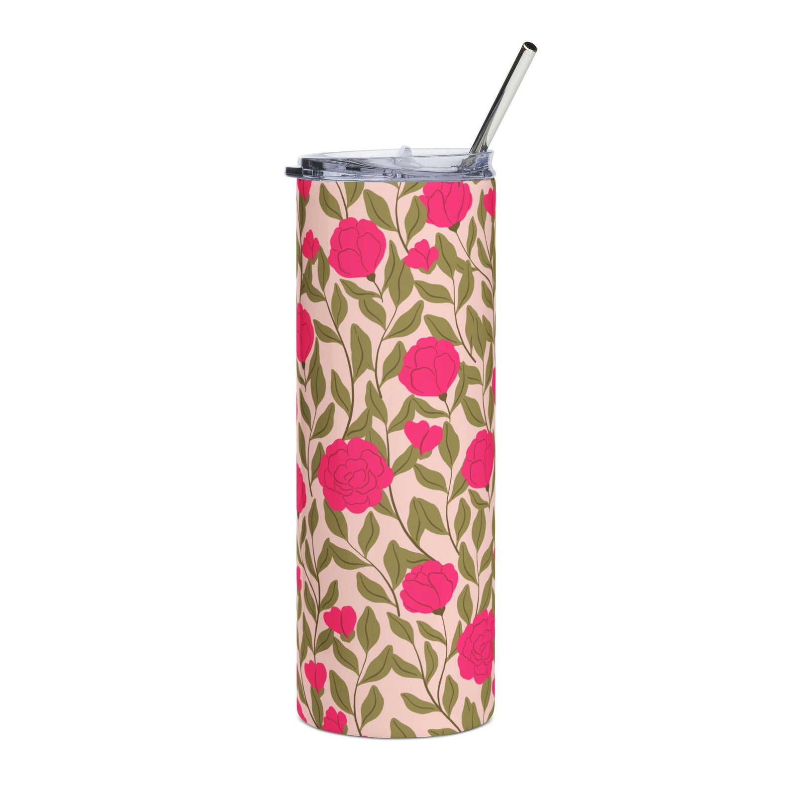 Hot Pink Peony 20oz Stainless Steel Tumbler Insulated Travel Cup