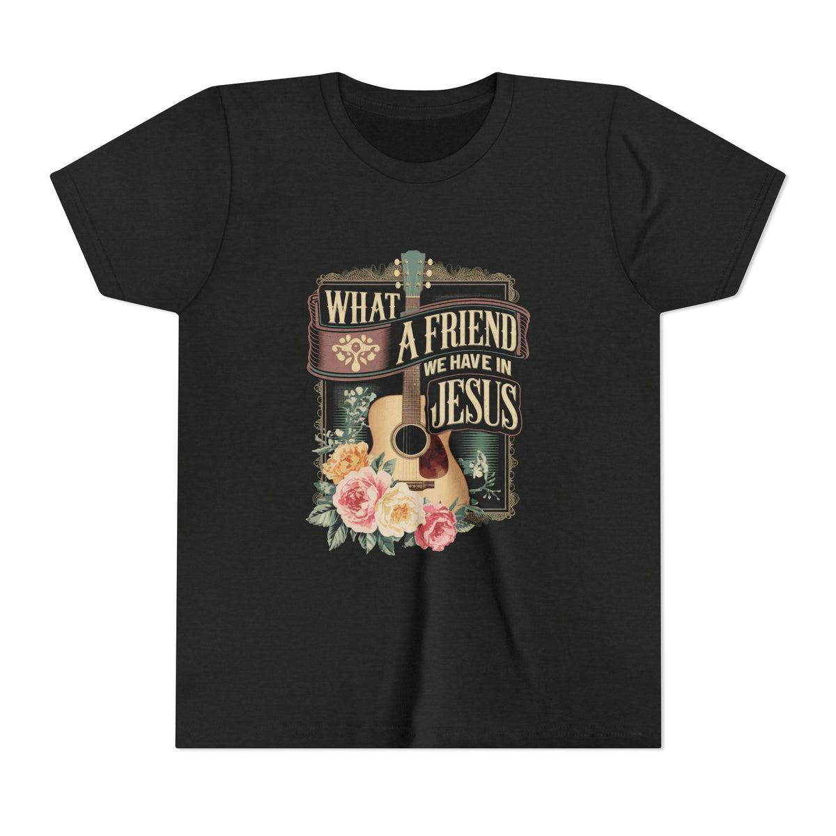What a Friend We Have in Jesus Kids T-Shirt Christian Praise Guitar Graphic Tee