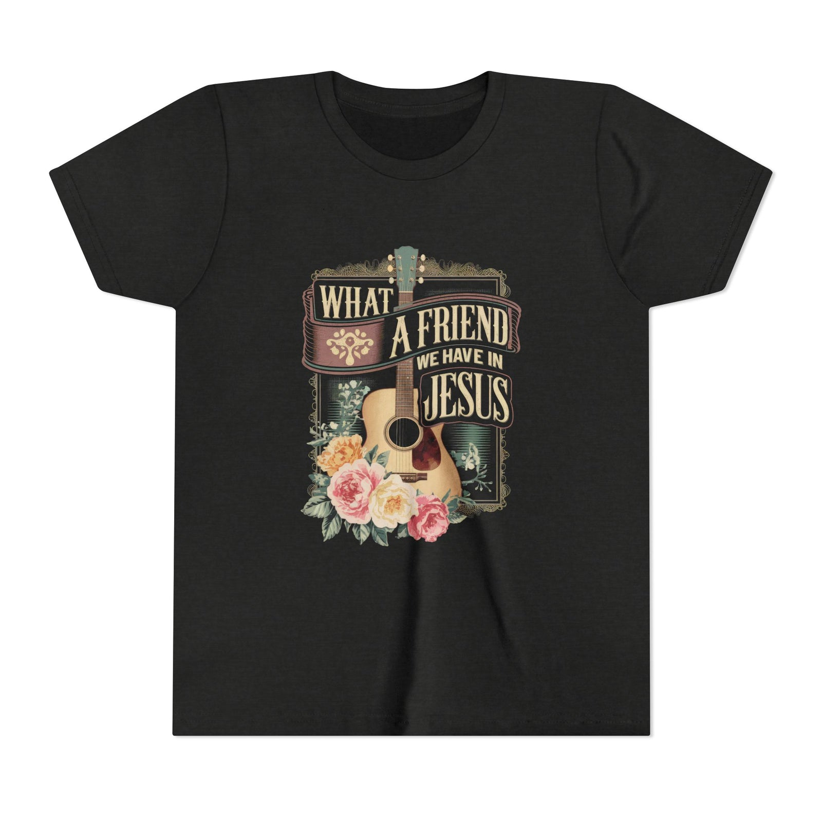 What a Friend We Have in Jesus Kids T-Shirt Christian Praise Guitar Graphic Tee