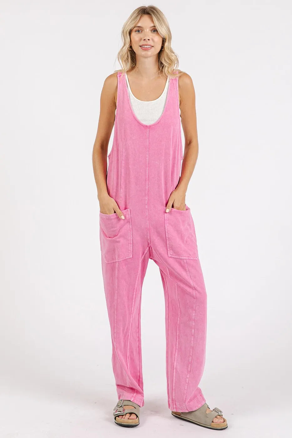 Mittoshop Mineral Wash Relaxed Fit Sleeveless Harem Jumpsuit - Sydney So Sweet