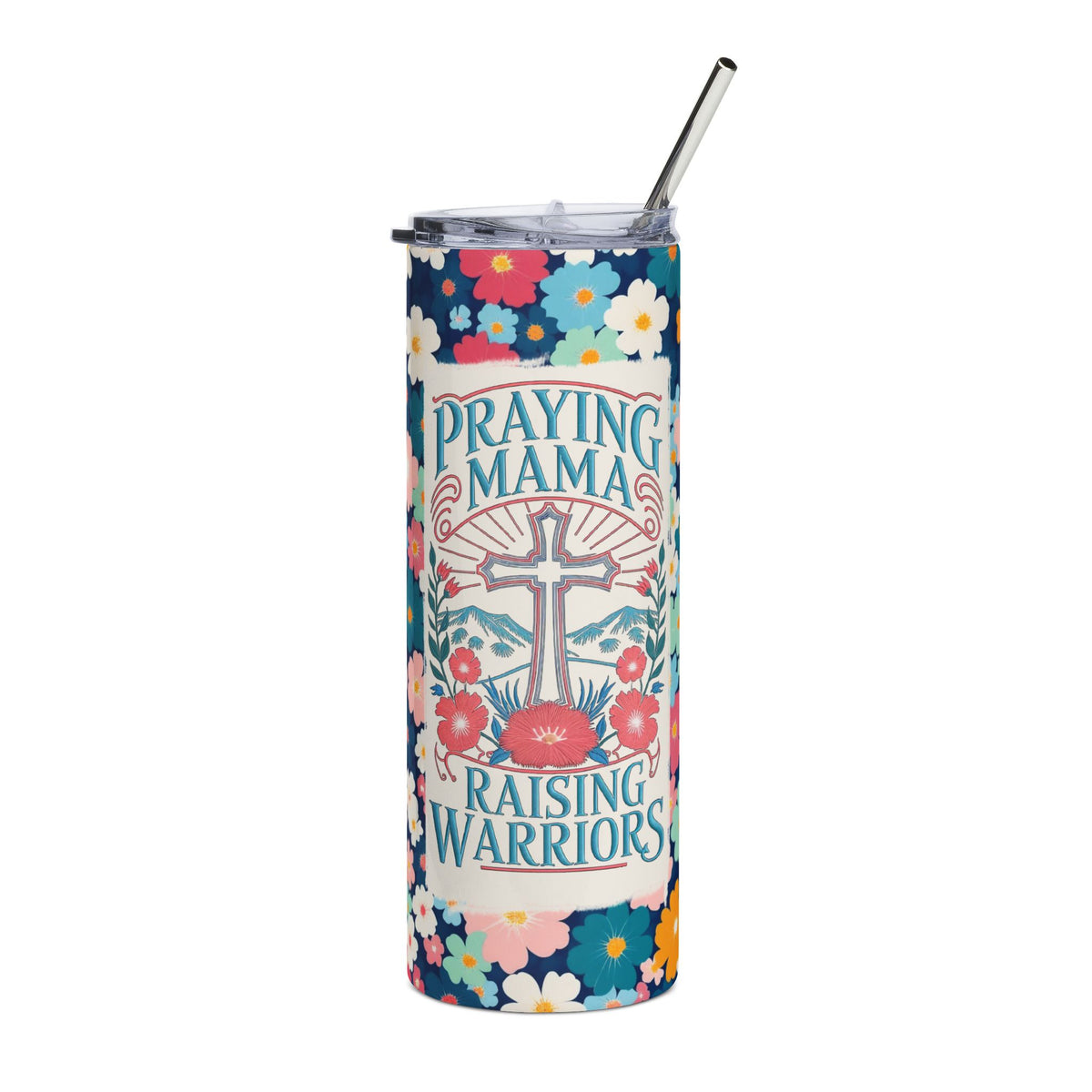 Praying Mama Raising Warriors 20oz Stainless Steel Tumbler Inspirational Christian  Travel Cup