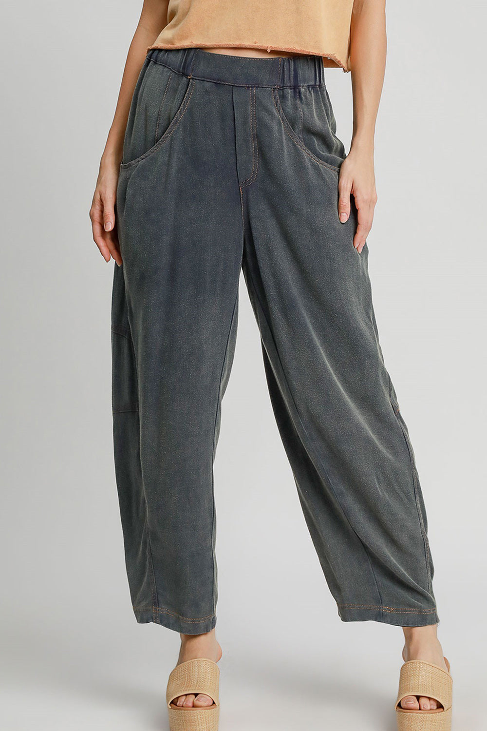 Umgee Elastic Waist Baggy Fit Pants with Pockets - Sydney So Sweet