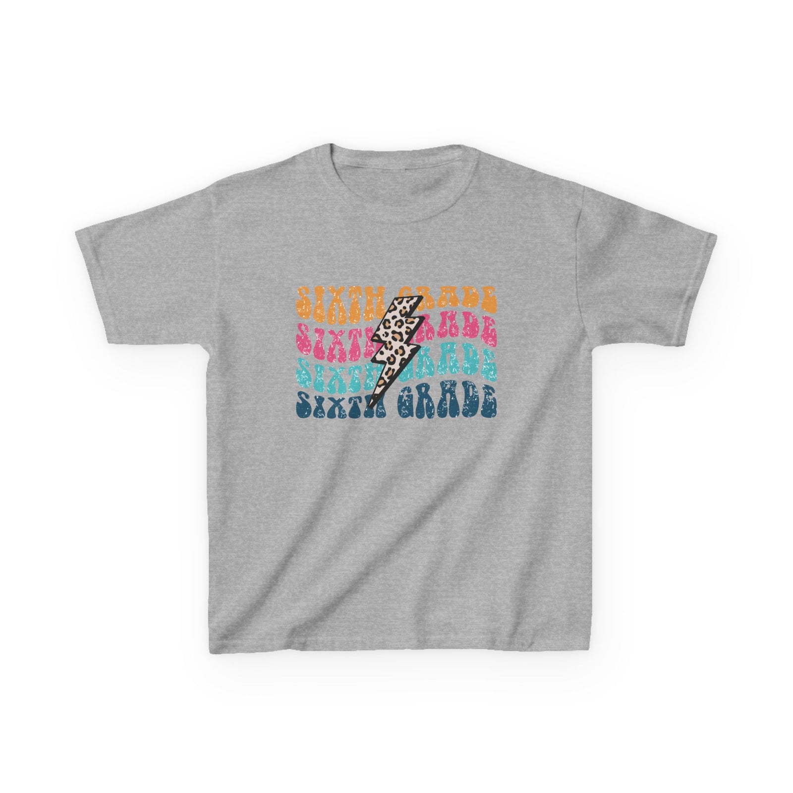 Sixth Grade Leopard Lightning Graphic Tee Back-to-School 6th Grade Kids T-Shirt