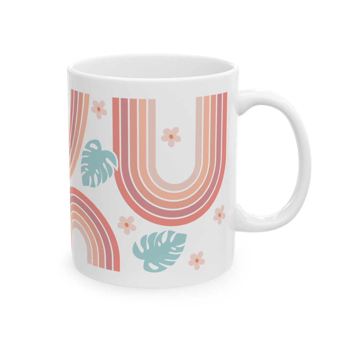 Boho Retro Rainbow Cute Ceramic Mug Coffee Cup (11oz & 15oz)
