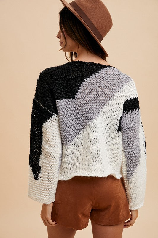 Annie Wear Color Block Drop Shoulder Sweater - Sydney So Sweet