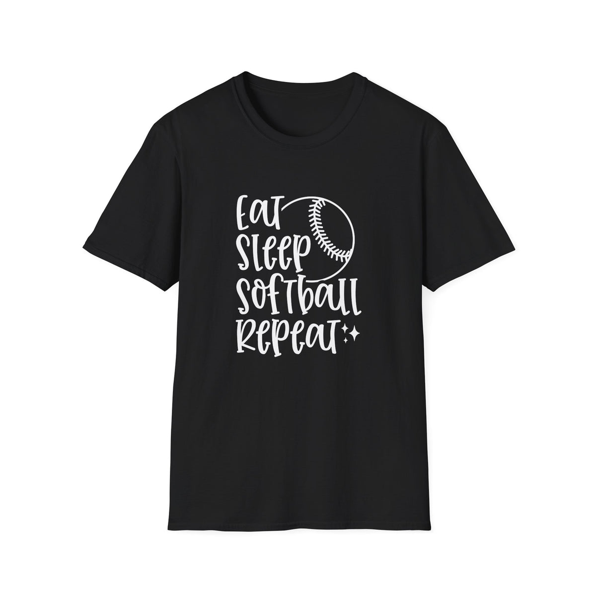 Eat Sleep Softball Repeat Graphic T-Shirt Cute Sports Mom Tee (12 Team Colors)